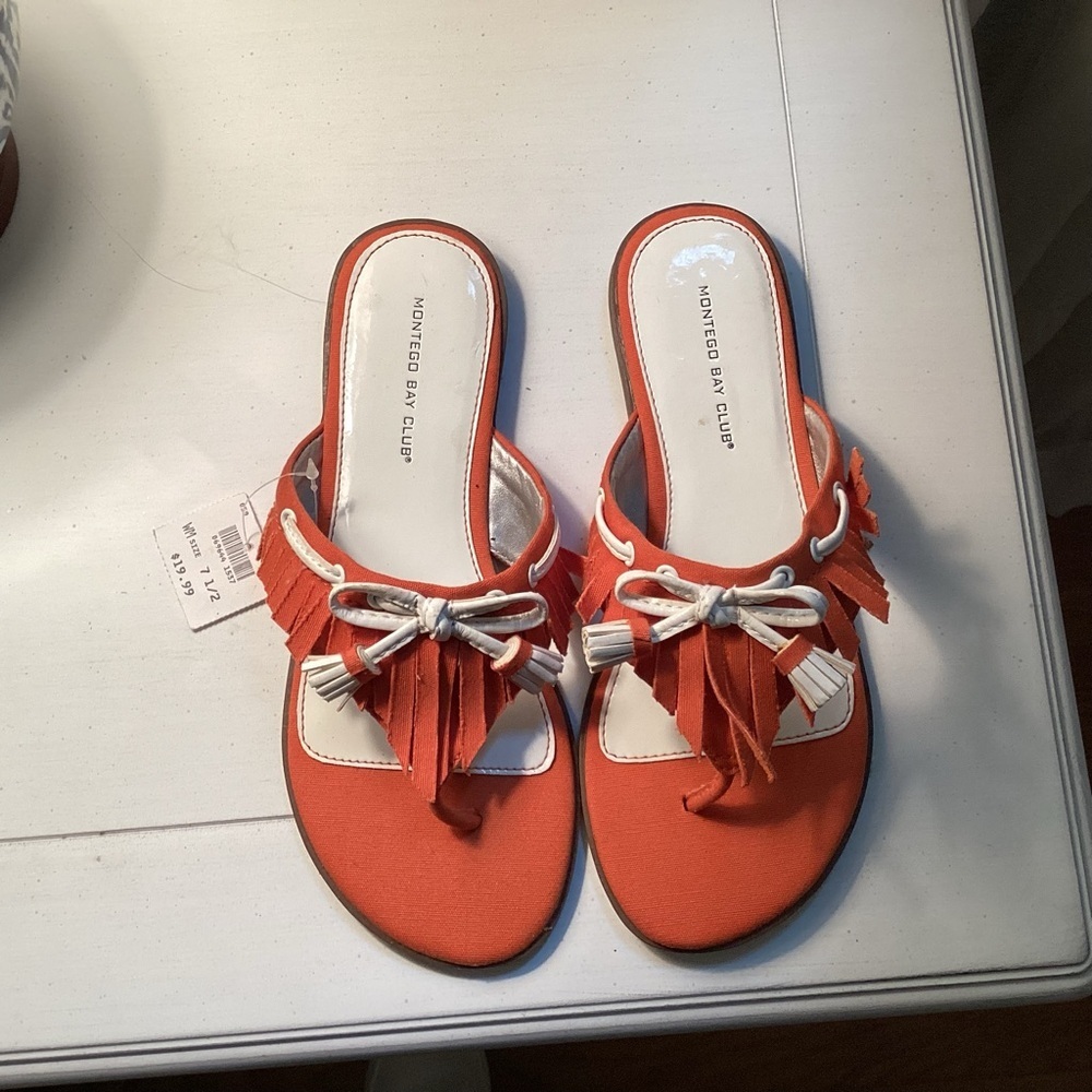 Montego Bay Club Orange Sandals with Bow Details